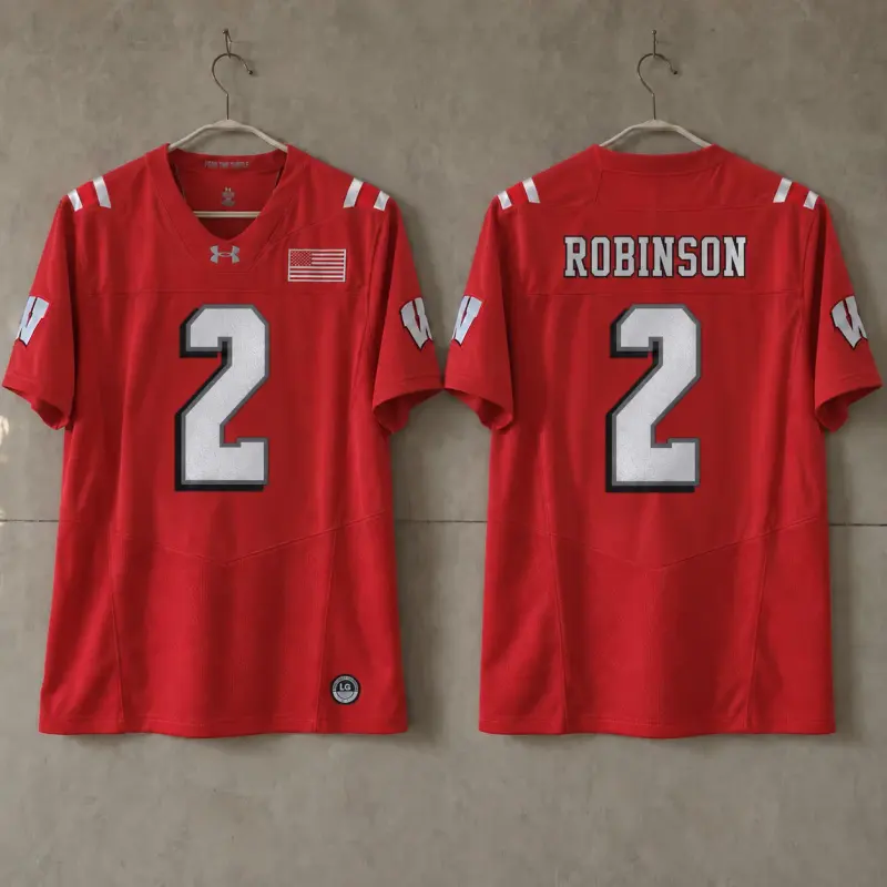WISCONSIN BADGERS JAVAN ROBINSON RED JERSEY