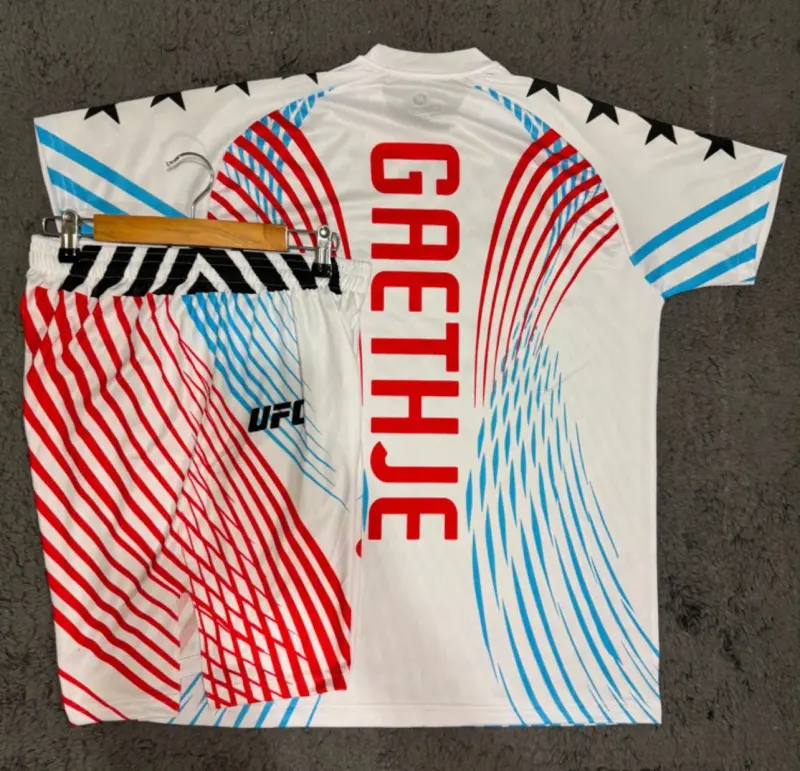 JUSTIN GAETHJE RED WHITE AND BLUE SHIRT AND SHORT COMBO