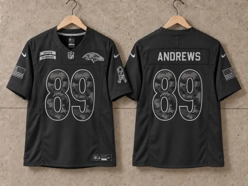 BALTIMORE RAVENS MARK ANDREWS BLACK SALUTE TO SERVICE JERSEY