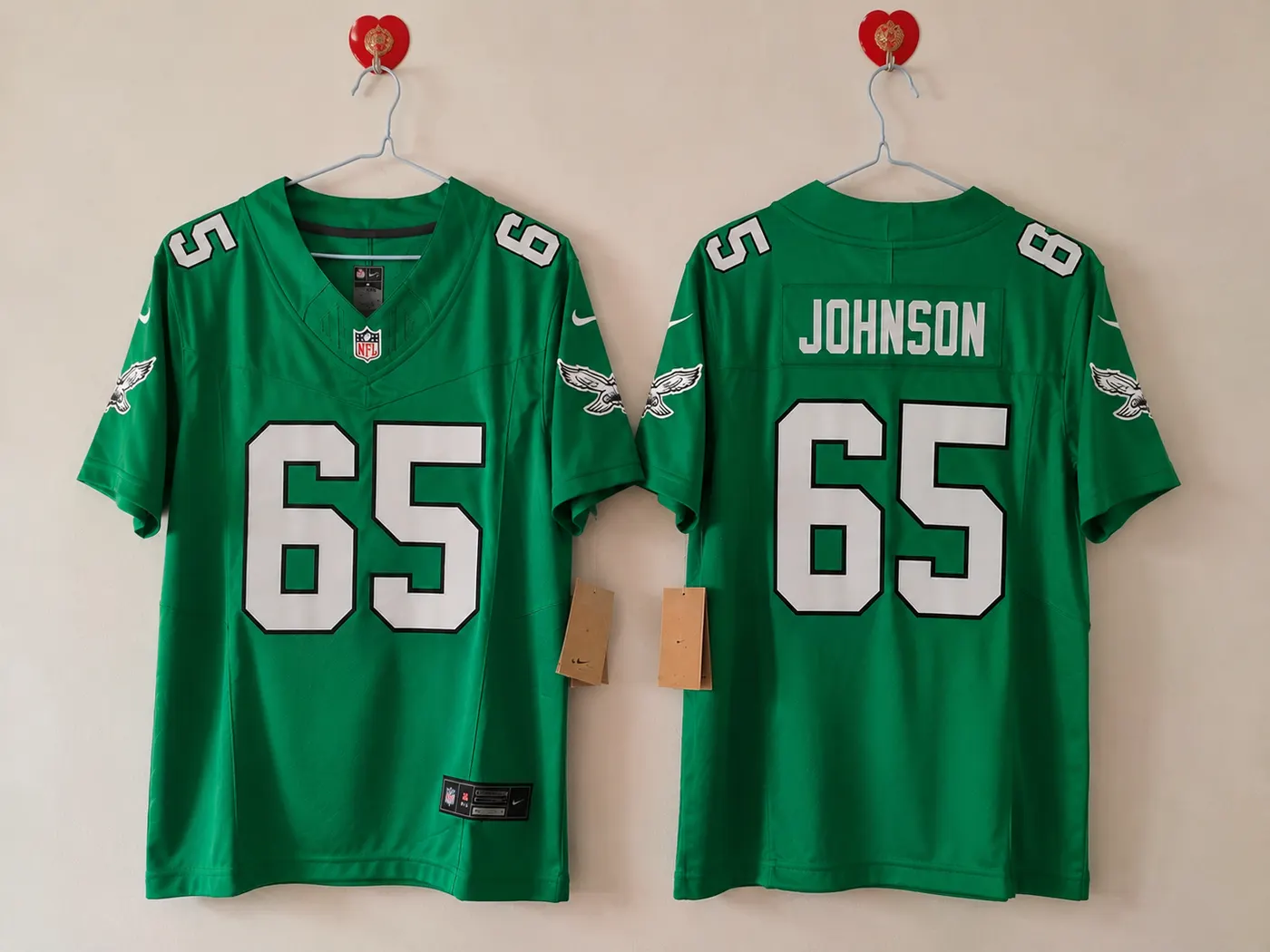 PHILADELPHIA EAGLES LANE JOHNSON KELLY GREEN JERSEY
