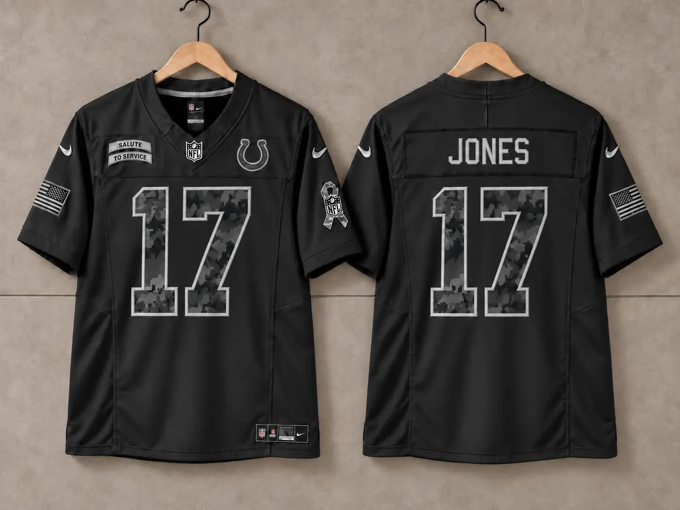 INDIANAPOLIS COLTS DANIEL JONES BLACK SALUTE TO SERVICE JERSEY