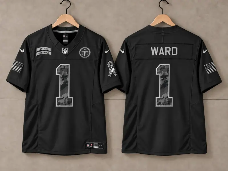 TENNESSEE TITANS CAM WARD BLACK SALUTE TO SERVICE JERSEY