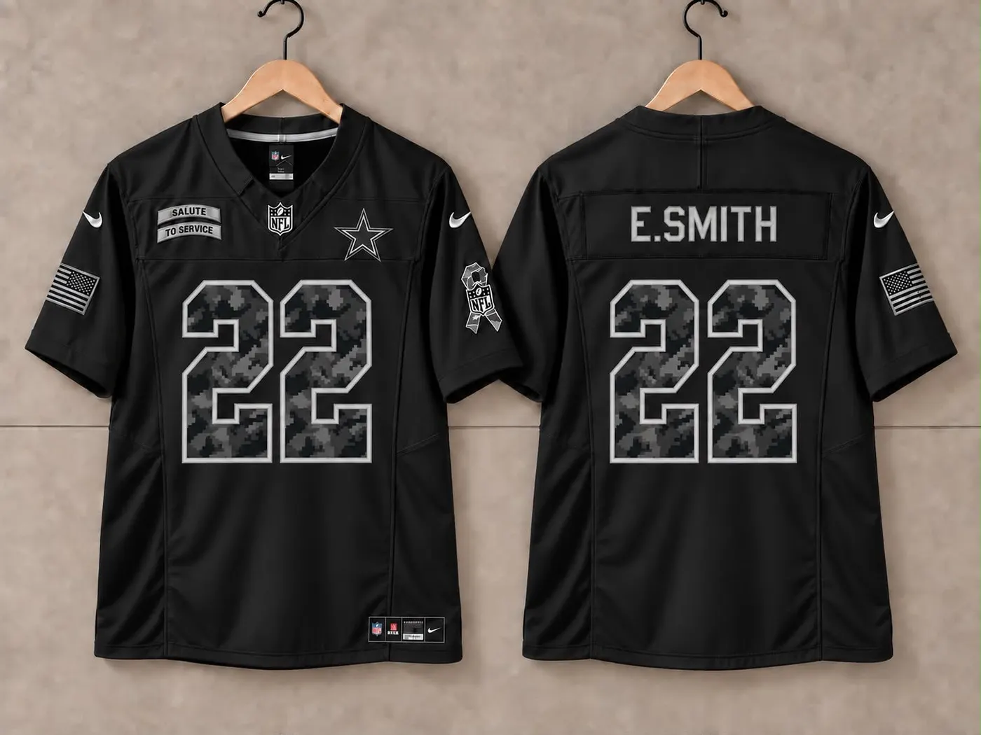 DALLAS COWBOYS EMMITT SMITH BLACK SALUTE TO SERVICE JERSEY