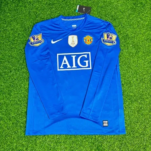 Cristiano Ronaldo Manchester United 2008 Blue EPL Patch Retro Long Sleeve Football