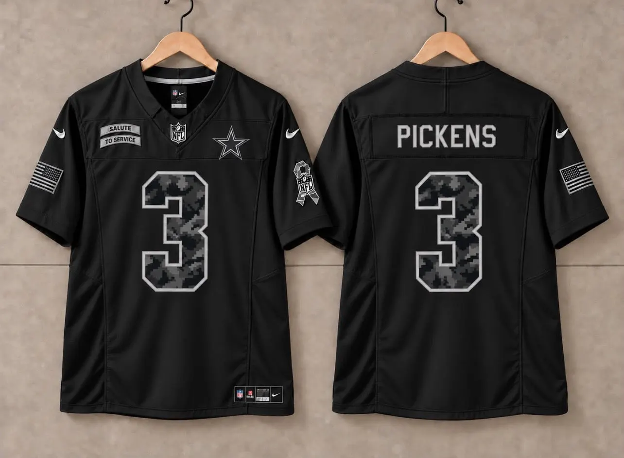 DALLAS COWBOYS GEORGE PICKENS BLACK SALUTE TO SERVICE JERSEY