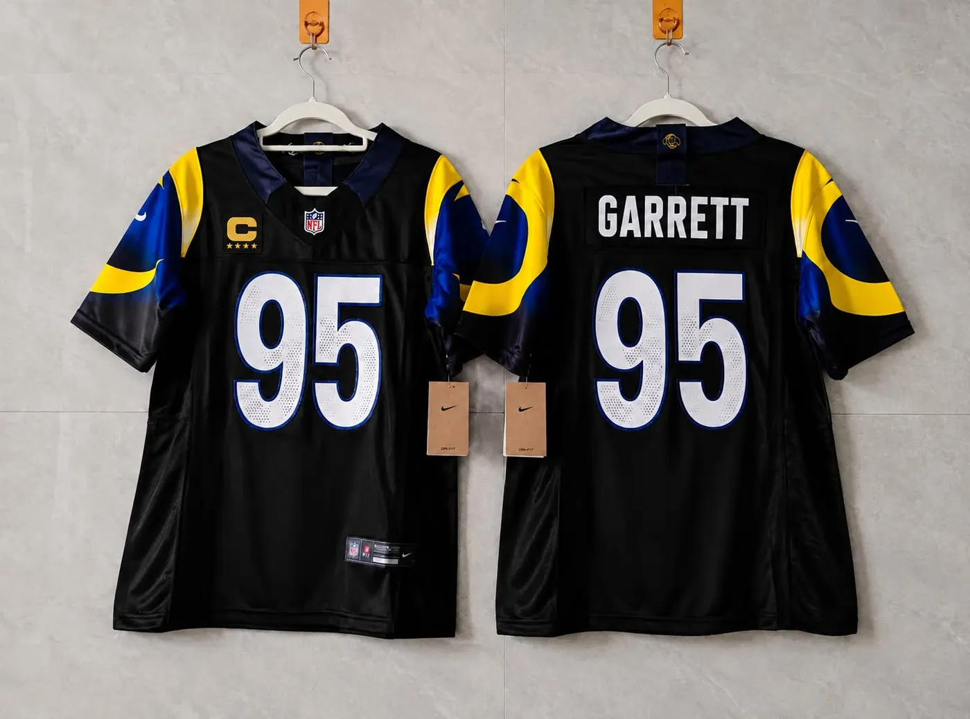 LOS ANGELES RAMS MYLES GARRETT BLACK CAPTAIN JERSEY